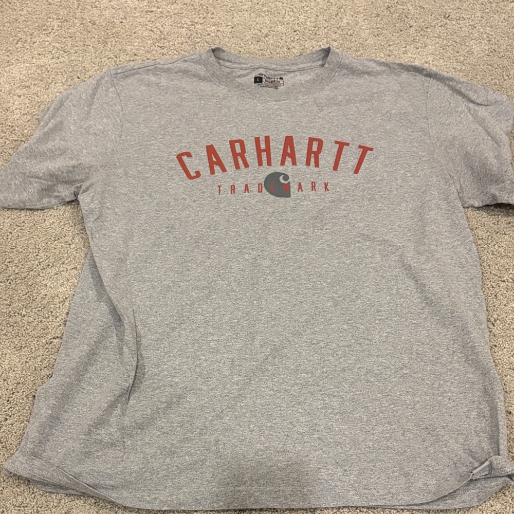 Carhartt Gray and Red Short Sleeve Tee